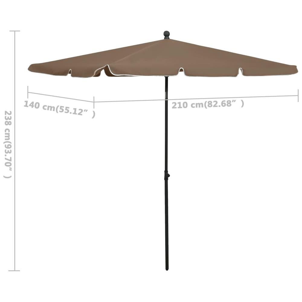 Ombrellone da Giardino con Palo 210x140 cm Tortora - Foto 6