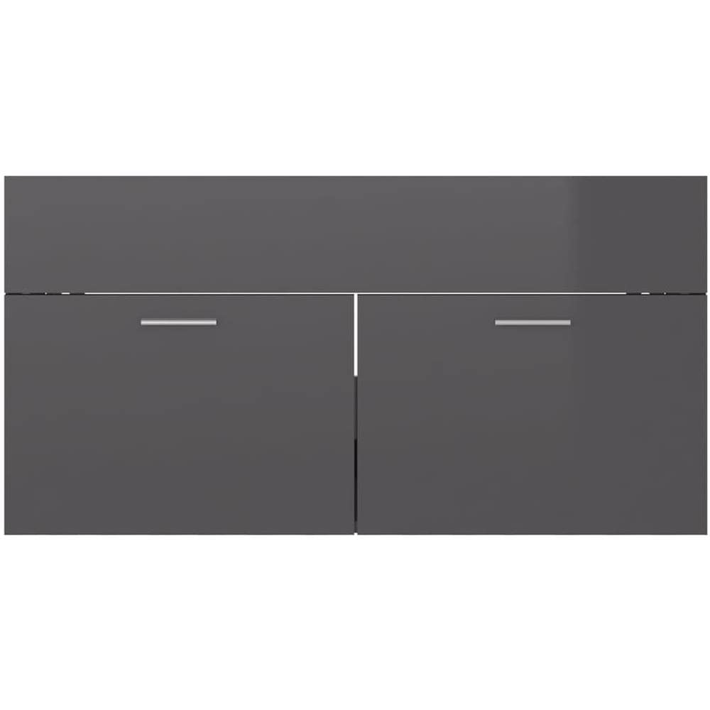 Mobile Bagno con Lavabo Integrato Grigio Lucido in Truciolato - Foto 8