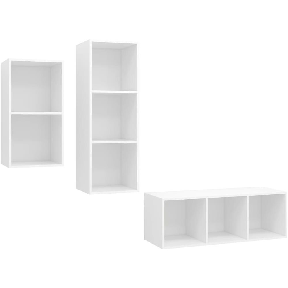 Set Mobili Porta TV 3 pz Bianco in Legno Multistrato - Foto 1
