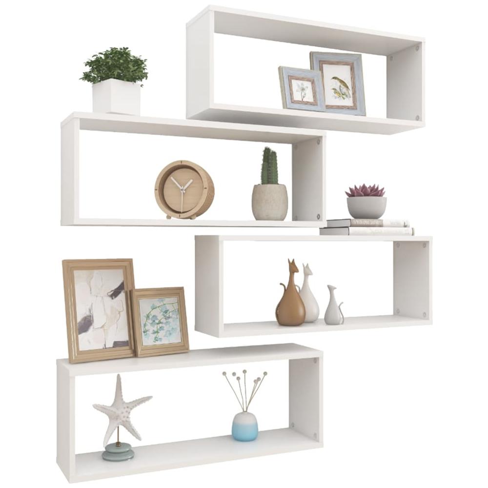 Mensole Parete a Cubo 4pz Bianche 60x15x23 cm Legno Multistrato - Foto 3