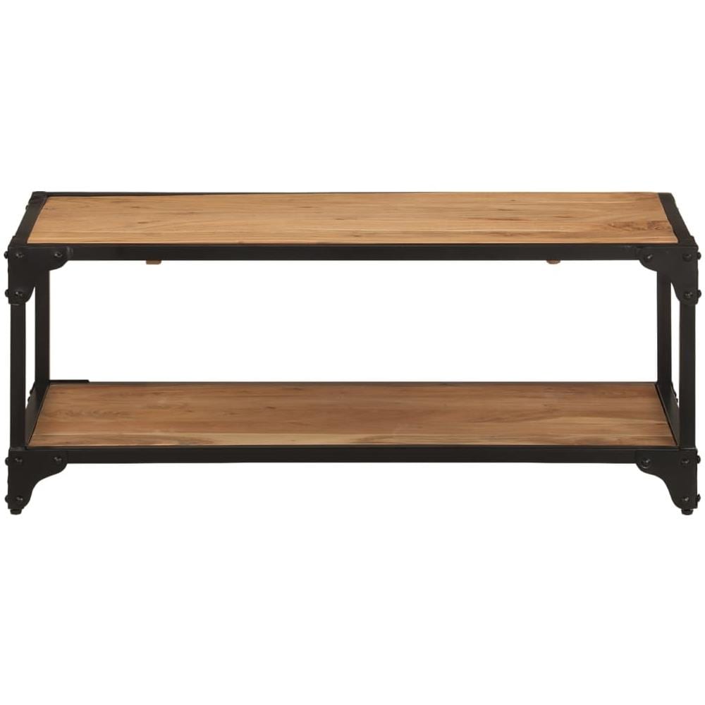 Tavolino Da Salotto 90x45x35 Cm In Legno Massello Di Acacia - Foto 2