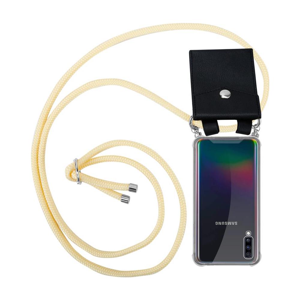 Catena Di Telefoni Cellulari Compatibile Con Samsung Galaxy A70 In Crema Beige - Coperchio Protettivo In Silicone Con Anelli D'argento, Cinturino In Corda E Custodia Staccabile - Foto 1