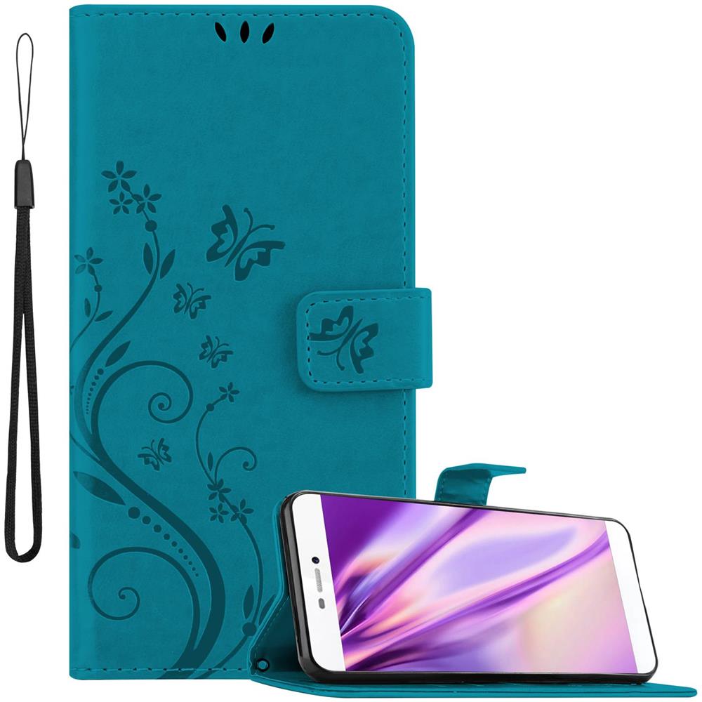 Cadorabo Custodia Compatibile Con Huawei P8 In Blu Fiore - Coperchio Protettivo In Design Floreale Con Chiusura Magnetica, Funzione Stand E Slot Per Carte - Foto 1