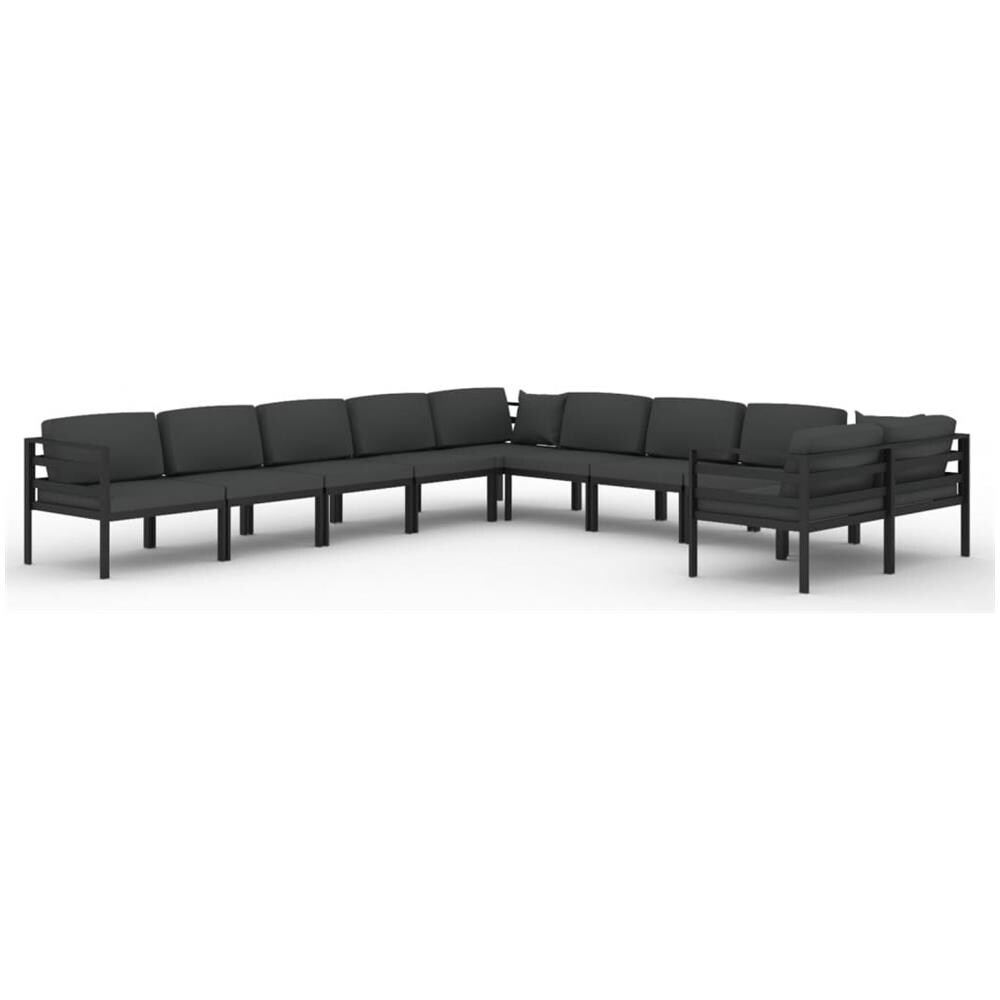 Set Divani Da Giardino 10 Pz Con Cuscini In Alluminio Antracite - Foto 1