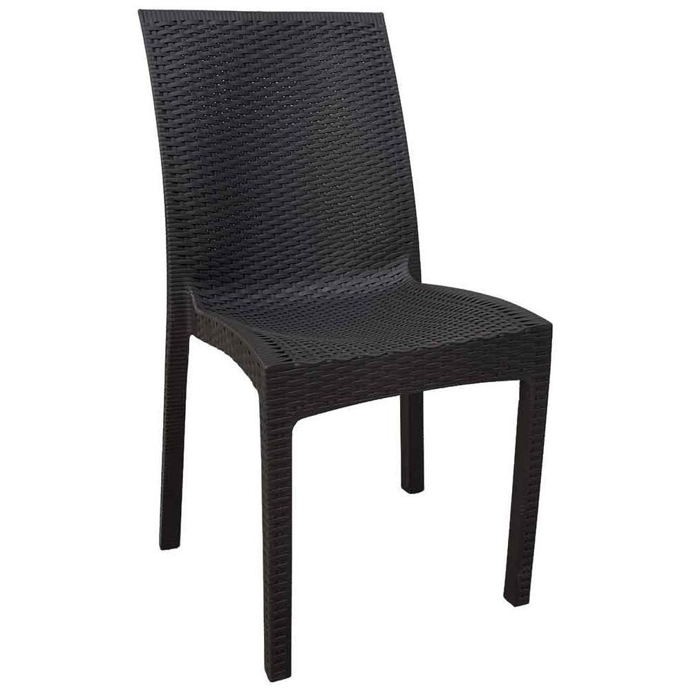 Sedia Giardino Ischia Effetto Rattan - Impilabile Antracite, Resina Polipropilene Resistente - Foto 4