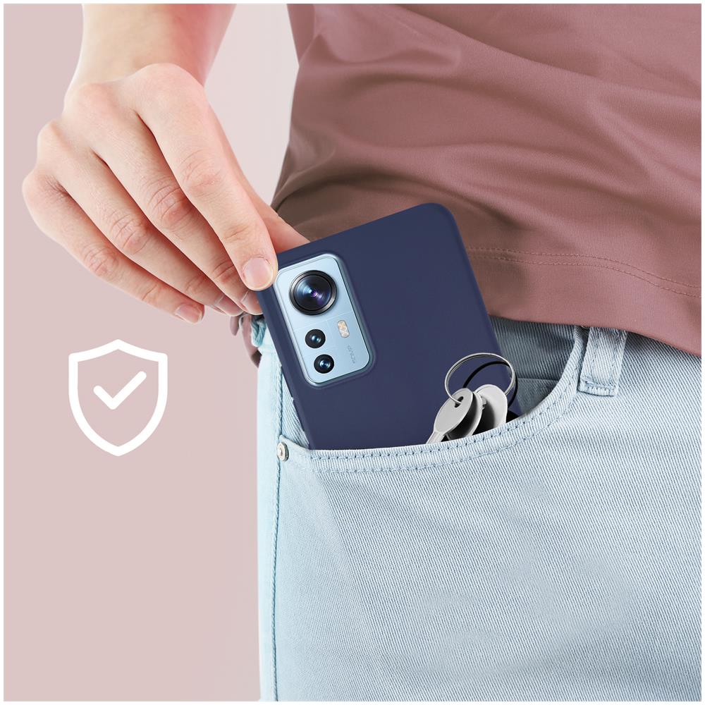 Cover Xiaomi 12 Lite Silicone Flessibile Finitura Opaca Blu Notte - Foto 5