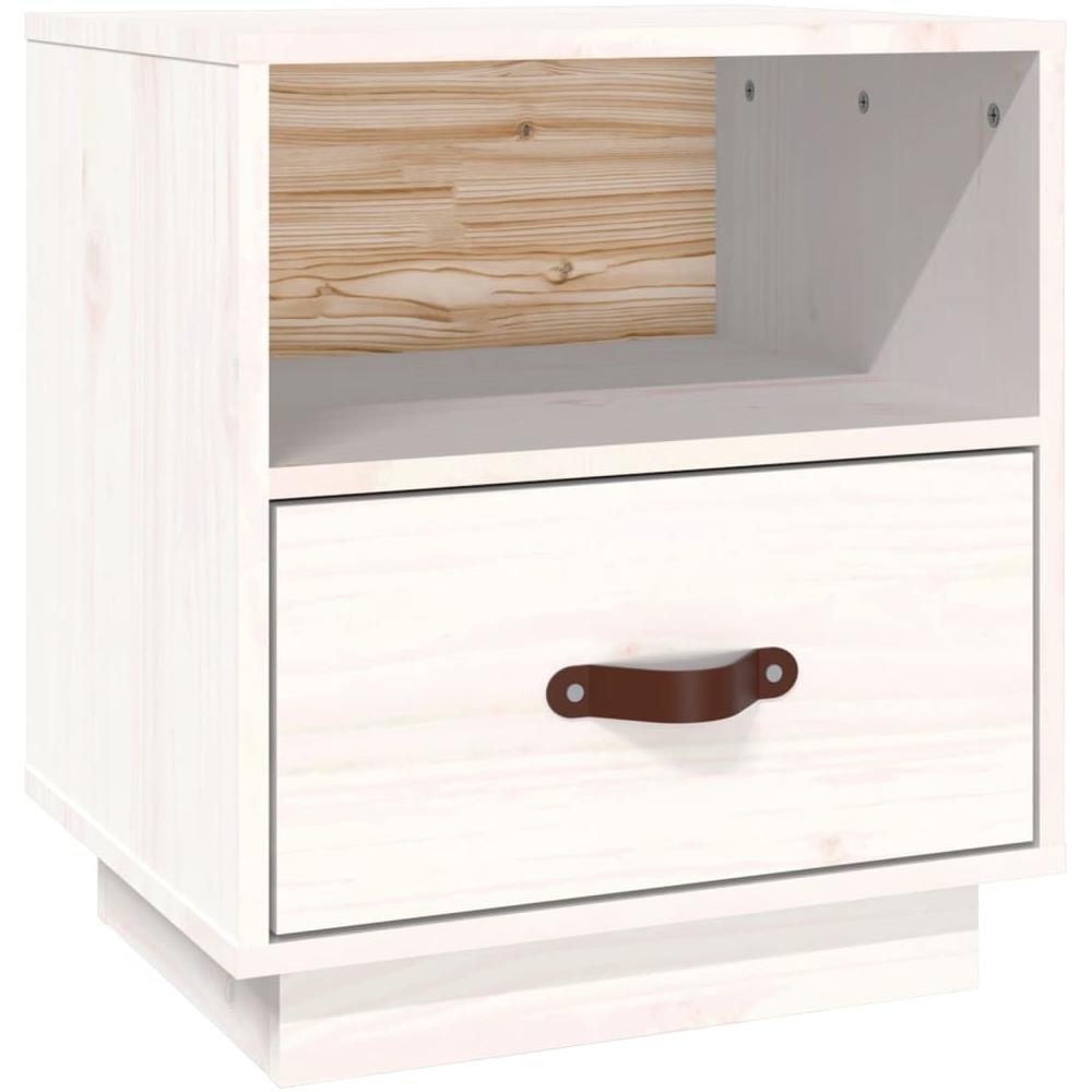 Comodino Bianco 40x34x45 Cm In Legno Massello Di Pino - Foto 1