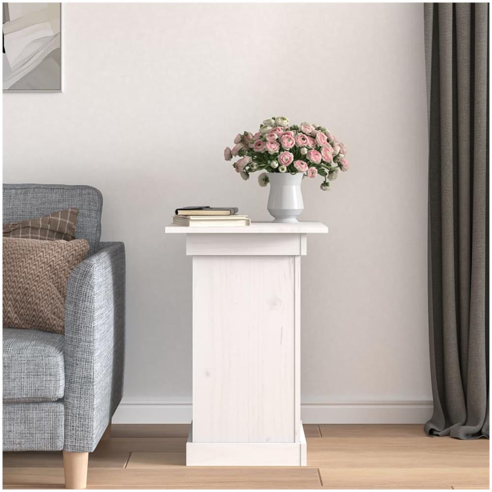 Portafiori Bianco 40x40x60 Cm In Legno Massello Di Pino - Foto 3