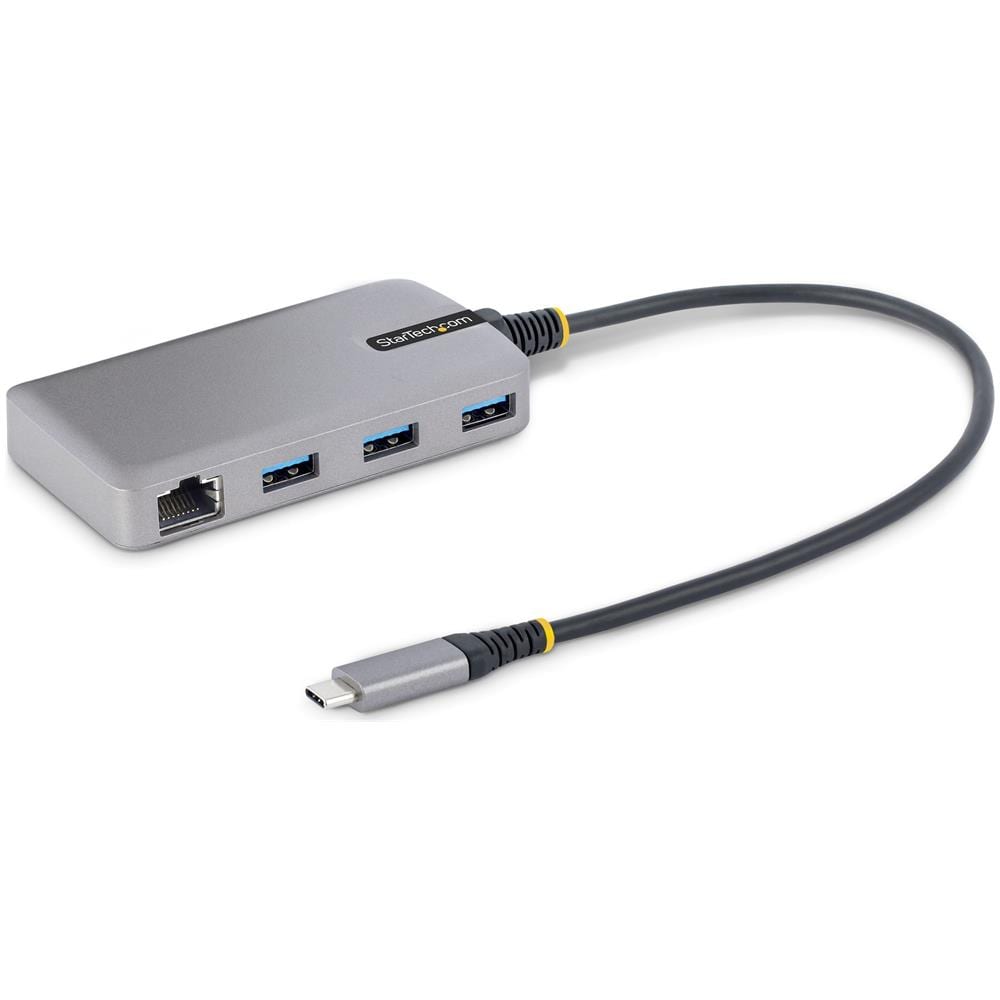 Hub USB-C con Etherenet a 3 porte - 3x porte USB-A, Gigabit Ethernet RJ45, USB 3.0 5Gbps, alimentazione tramite bus, cavo lungo 30 cm - Adattatore hub USB Type-C portatile con GbE - Foto 1