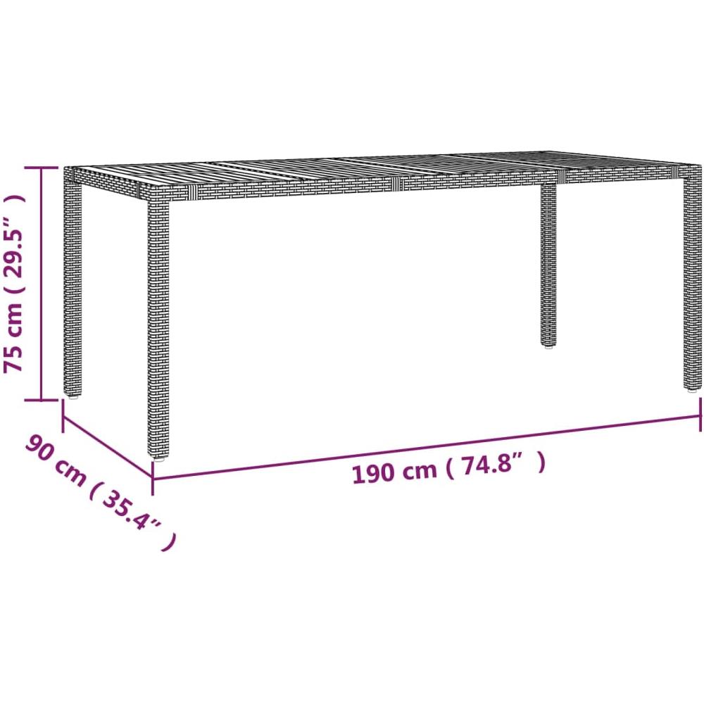 Tavolo Giardino Piano Legno Grigio Polyrattan E Massello Acacia - Foto 1