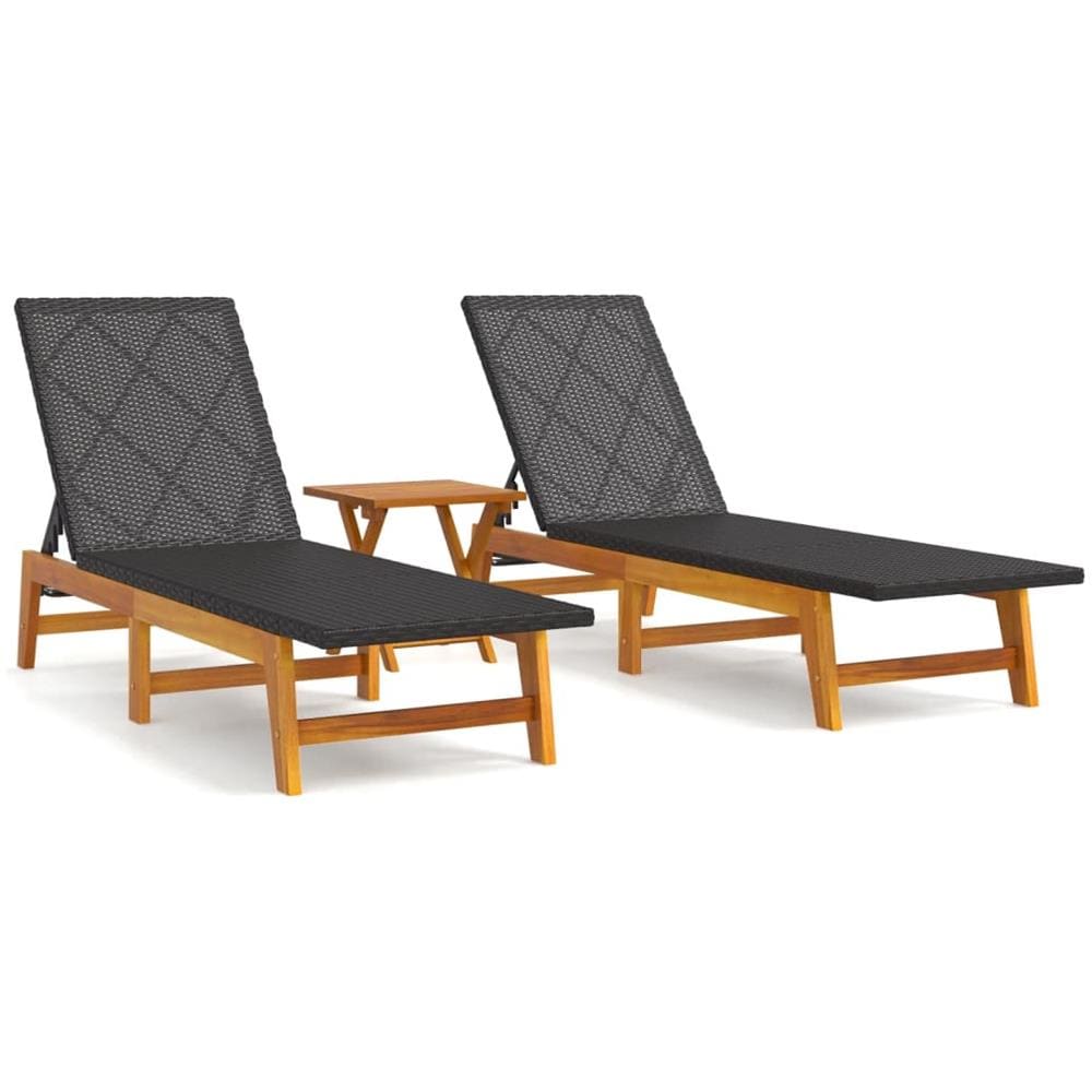 Set Mobili Da Giardino 3 Pz Polyrattan E Legno Massello Acacia - Foto 2