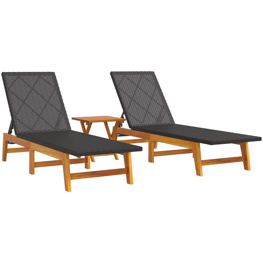 Set Mobili Da Giardino 3 Pz Polyrattan E Legno Massello Acacia - Foto 3