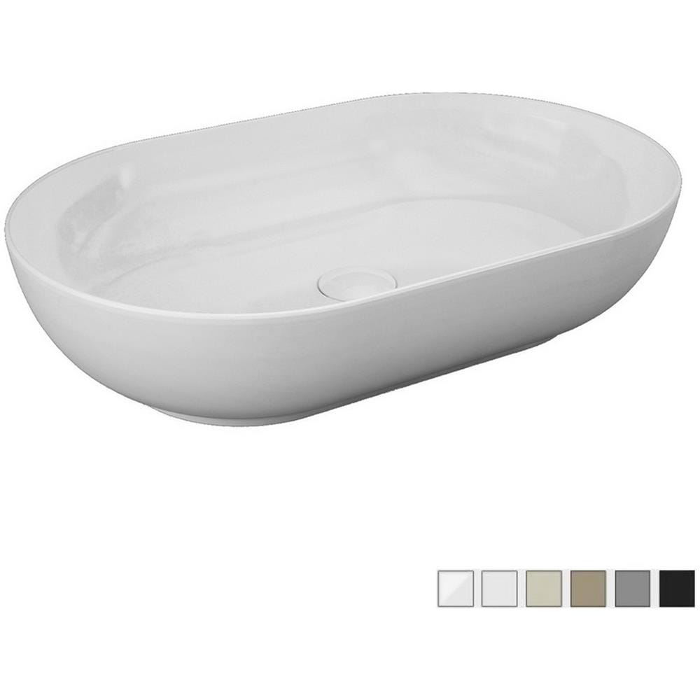 Lavabo Ovale Da Appoggio In Ceramica Cappuccino Matt Senza Foro Rubinetto - Feeling Rak Ceramics - Foto 2