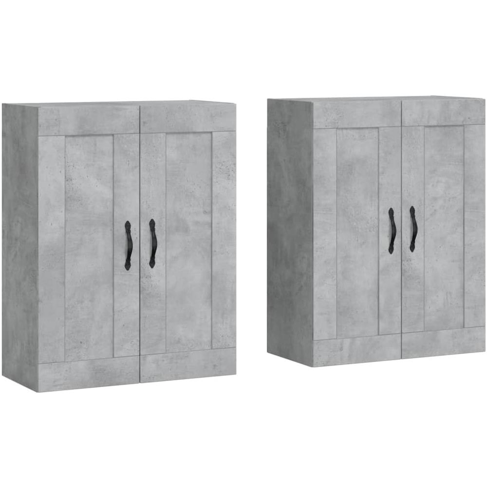 Armadietti A Parete 2 Pz Grigio Cemento In Legno Multistrato - Foto 1