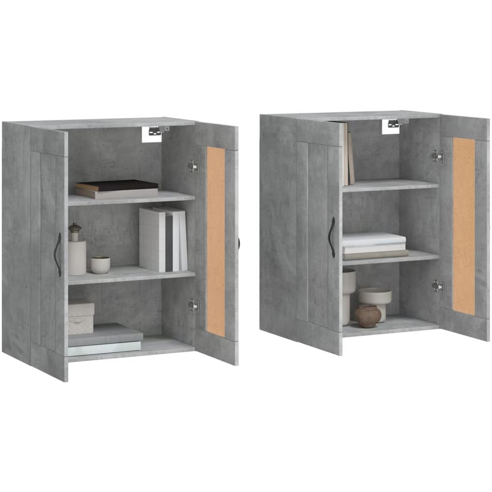 Armadietti A Parete 2 Pz Grigio Cemento In Legno Multistrato - Foto 2