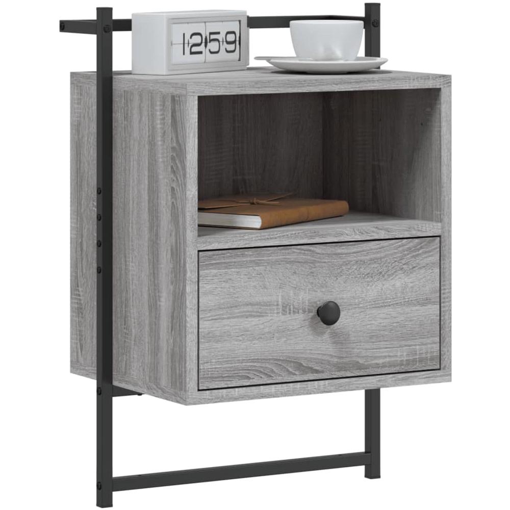 Comodino A Muro Grigio Sonoma 40x30x61 Cm Legno Multistrato - Foto 3