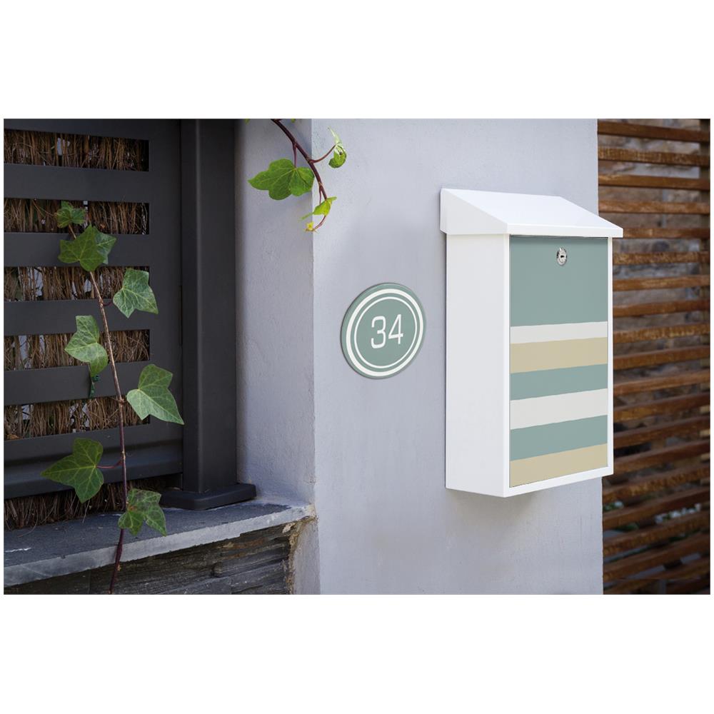 Premium E5601-str Cassetta Postale Individuale In Acciaio Con Serigrafia Decorativa ""lines"", Dimensione M (din A4 E Riviste), Bianco - Foto 2