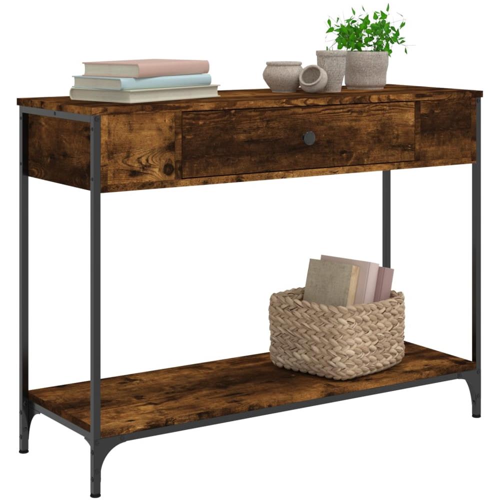 Tavolino Consolle Rovere Fumo 100x34,5x75cm Legno Multistrato - Foto 3