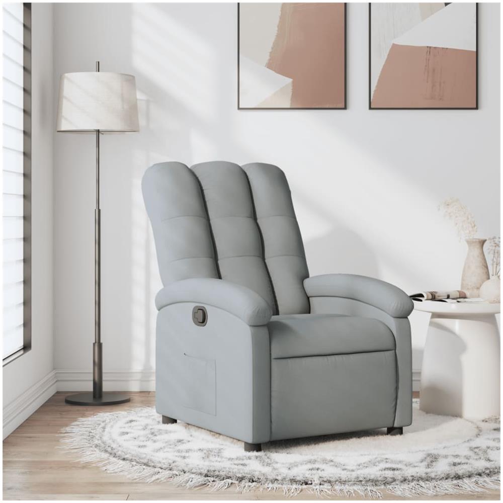 Poltrona Reclinabile In Tessuto Grigio Chiaro - Foto 1