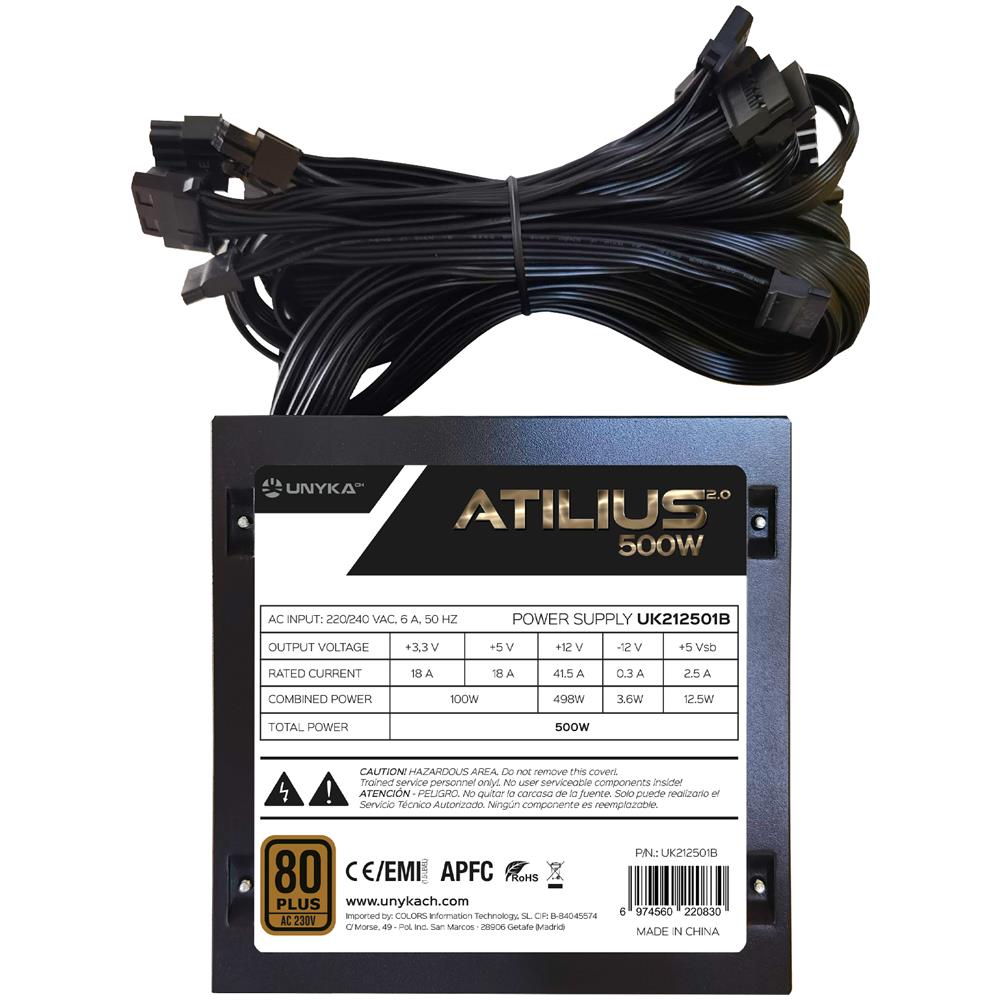 ATX Atilius 2.0 Black 500W 80+ Bronze alimentatore per computer 20+4 pin ATX Nero - Foto 3
