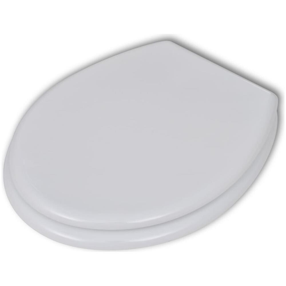 Sedile Wc In Mdf Coperchio Chiusura Forte Con Disegno Semplice Bianco - Foto 2