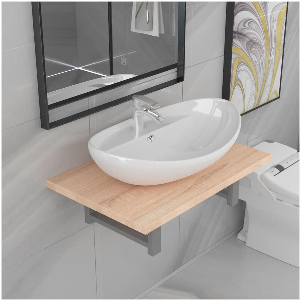 Set Mobili Da Bagno 2 Pz Ceramica Rovere - Foto 2