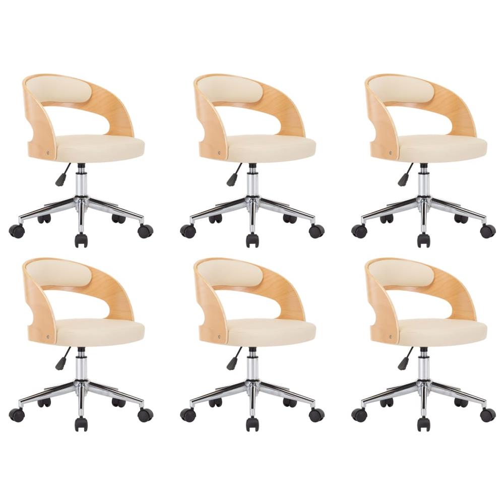 Sedie Da Pranzo Girevoli 6 Pz Crema In Legno Curvo E Similpelle - Foto 2