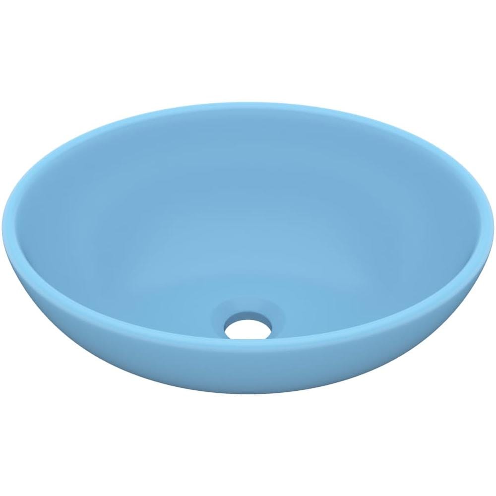 Lavandino Lusso Ovale Azzurro Opaco 40x33 cm in Ceramica - Foto 1