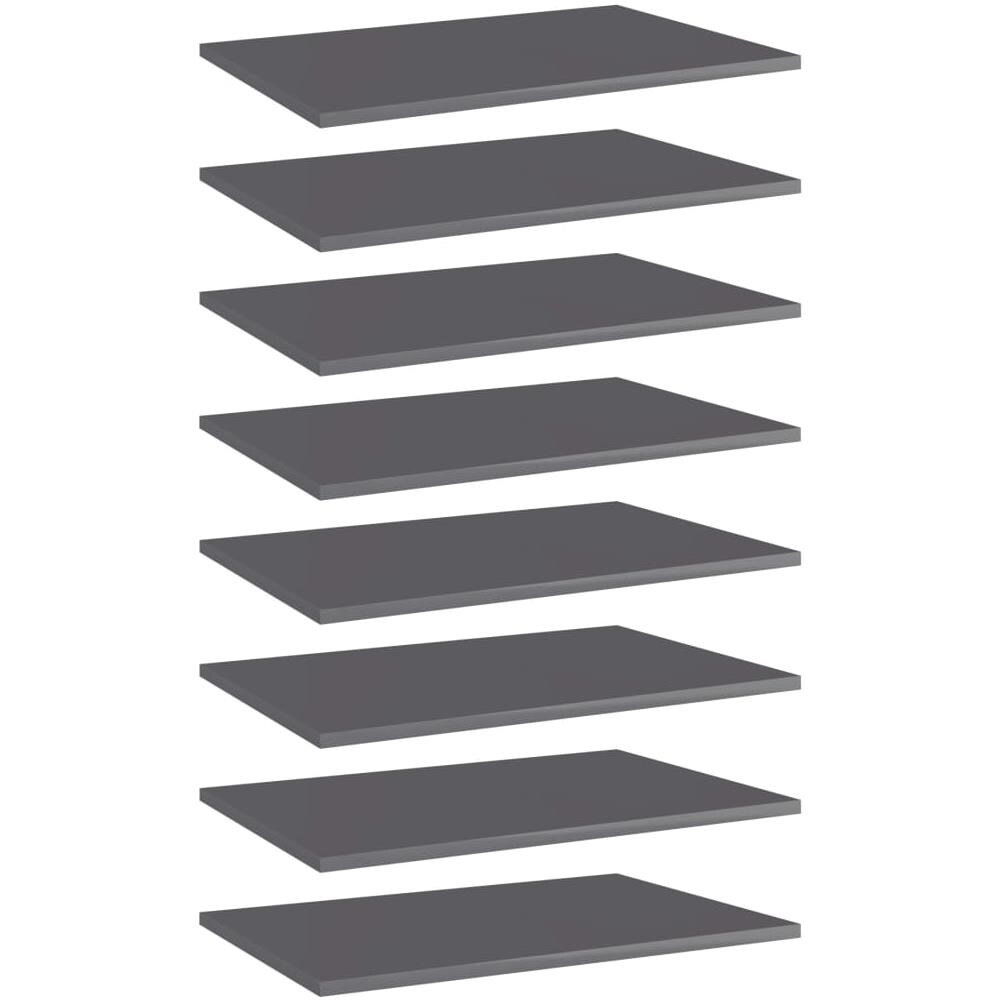 Ripiani per Libreria 8pz Grigio Lucido 60x40x1,5cm Multistrato - Foto 1