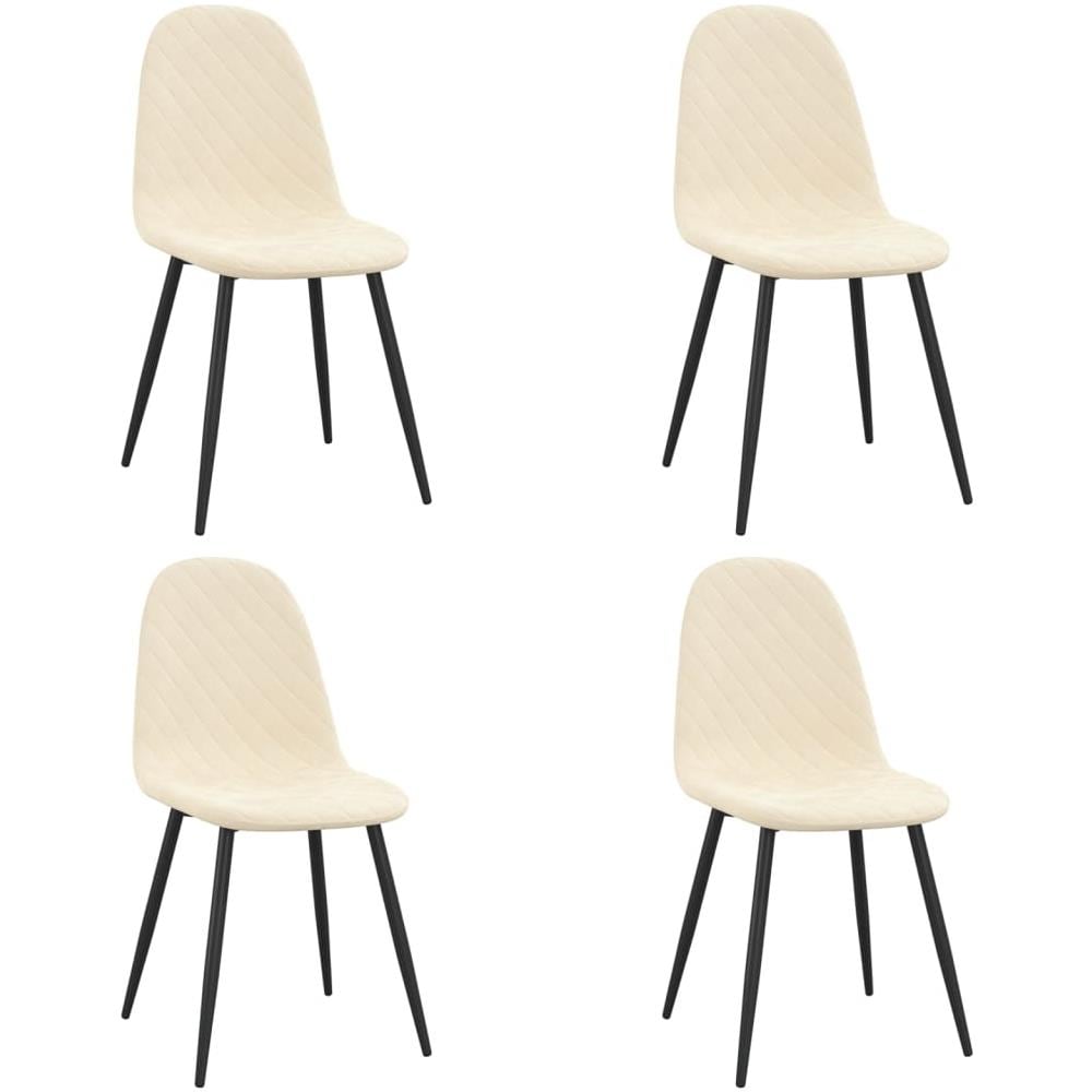 Sedie Da Pranzo 4 Pz Bianco Crema In Velluto - Foto 2