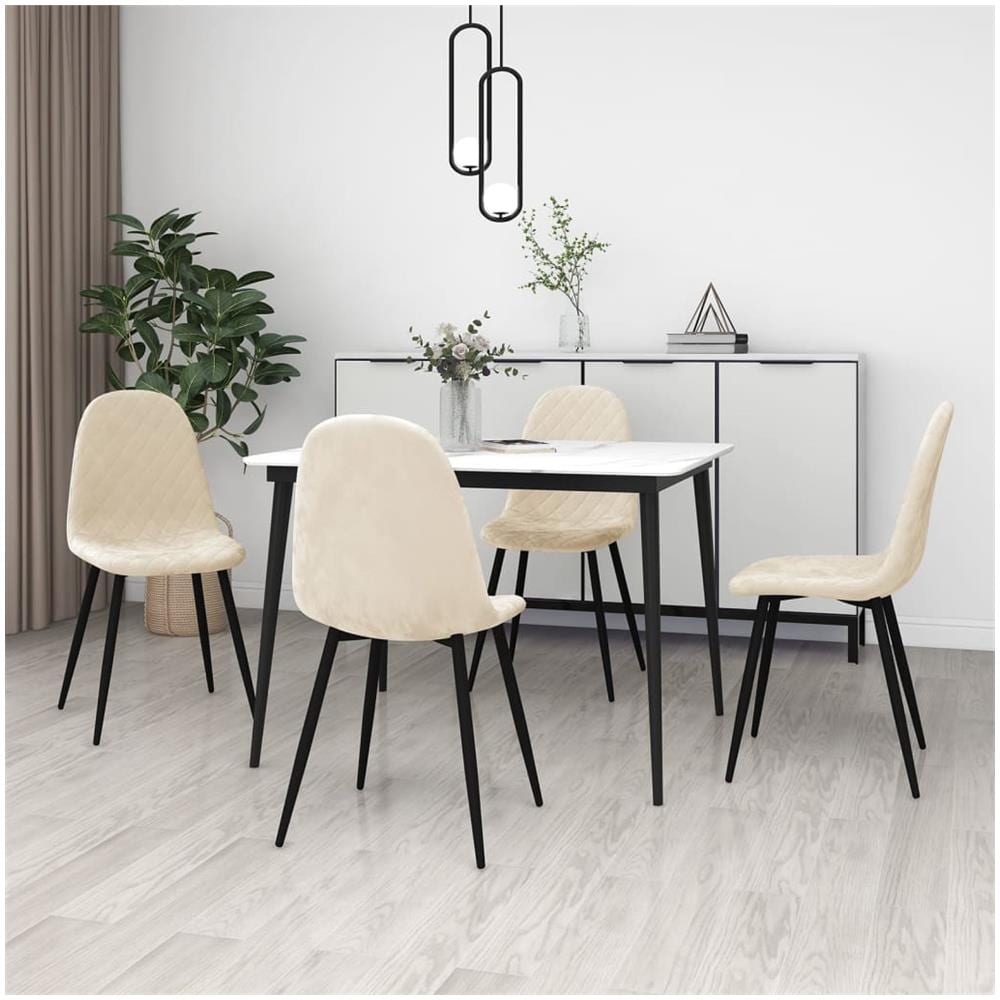 Sedie Da Pranzo 4 Pz Bianco Crema In Velluto - Foto 1