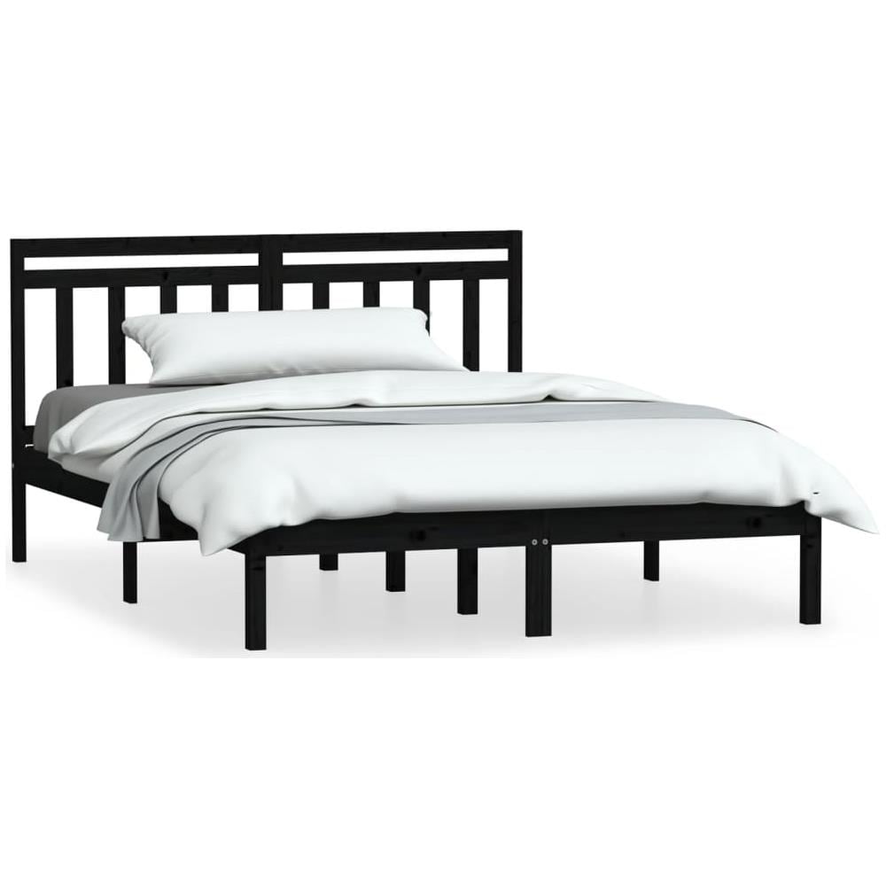 Giroletto Nero in Legno Massello di Pino 140x190 cm - Foto 1