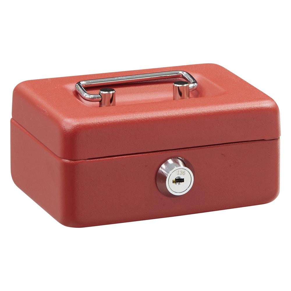 Elegant C9004 Cassetta Di Sicurezza Con Chiave Per Contare E Trasportare Denaro | Cassetta Portavalori In Acciaio Con Fessura | Cassaforte Portatile De 12,5 Cm Di Larghezza | Rossa - Foto 1