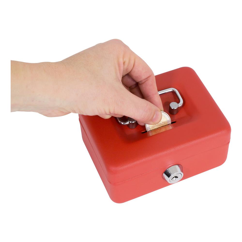 Elegant C9004 Cassetta Di Sicurezza Con Chiave Per Contare E Trasportare Denaro | Cassetta Portavalori In Acciaio Con Fessura | Cassaforte Portatile De 12,5 Cm Di Larghezza | Rossa - Foto 2
