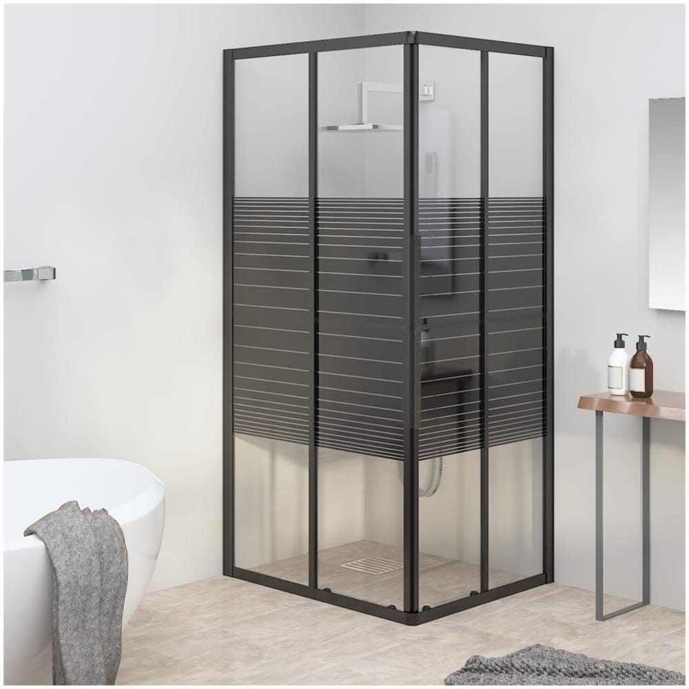 Box Doccia a Righe ESG 90x70x180 cm Nero - Foto 1