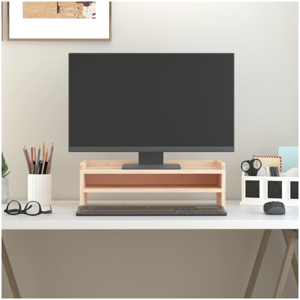 Supporto Per Monitor 50x24x16 Cm In Legno Massello Di Pino - Foto 1