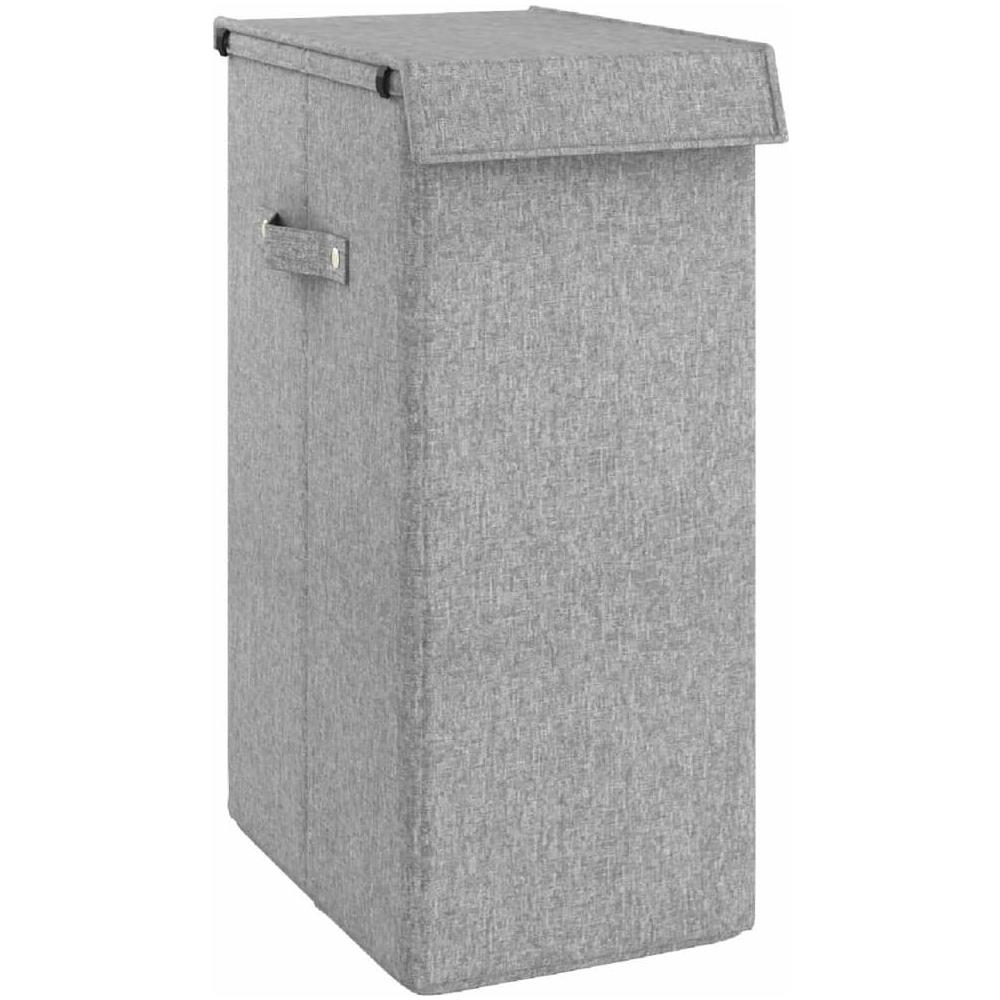 Cesto Biancheria Pieghevole Grigio 26x34,5x59,5 Cm Lino Finto - Foto 2