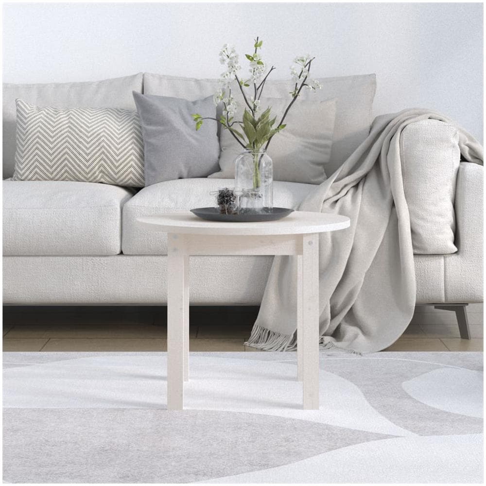 Tavolino da Salotto Bianco ? 55x45 cm in Legno Massello di Pino - Foto 3