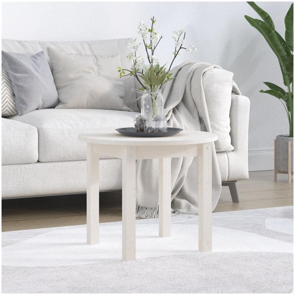Tavolino da Salotto Bianco ? 55x45 cm in Legno Massello di Pino - Foto 1
