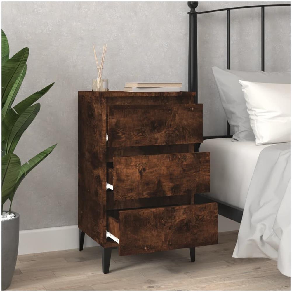Comodino Rovere Fumo 40x35x70 Cm Legno Multistrato - Foto 3