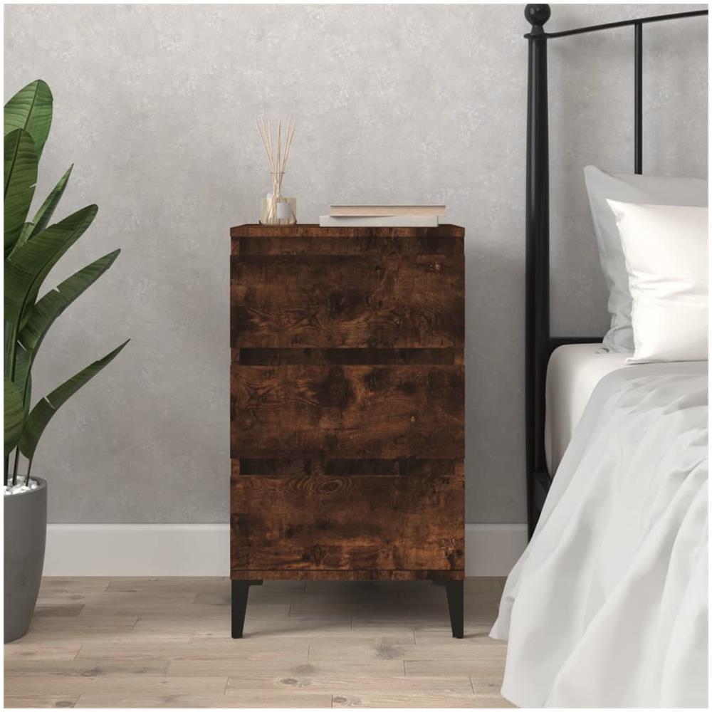 Comodino Rovere Fumo 40x35x70 Cm Legno Multistrato - Foto 1