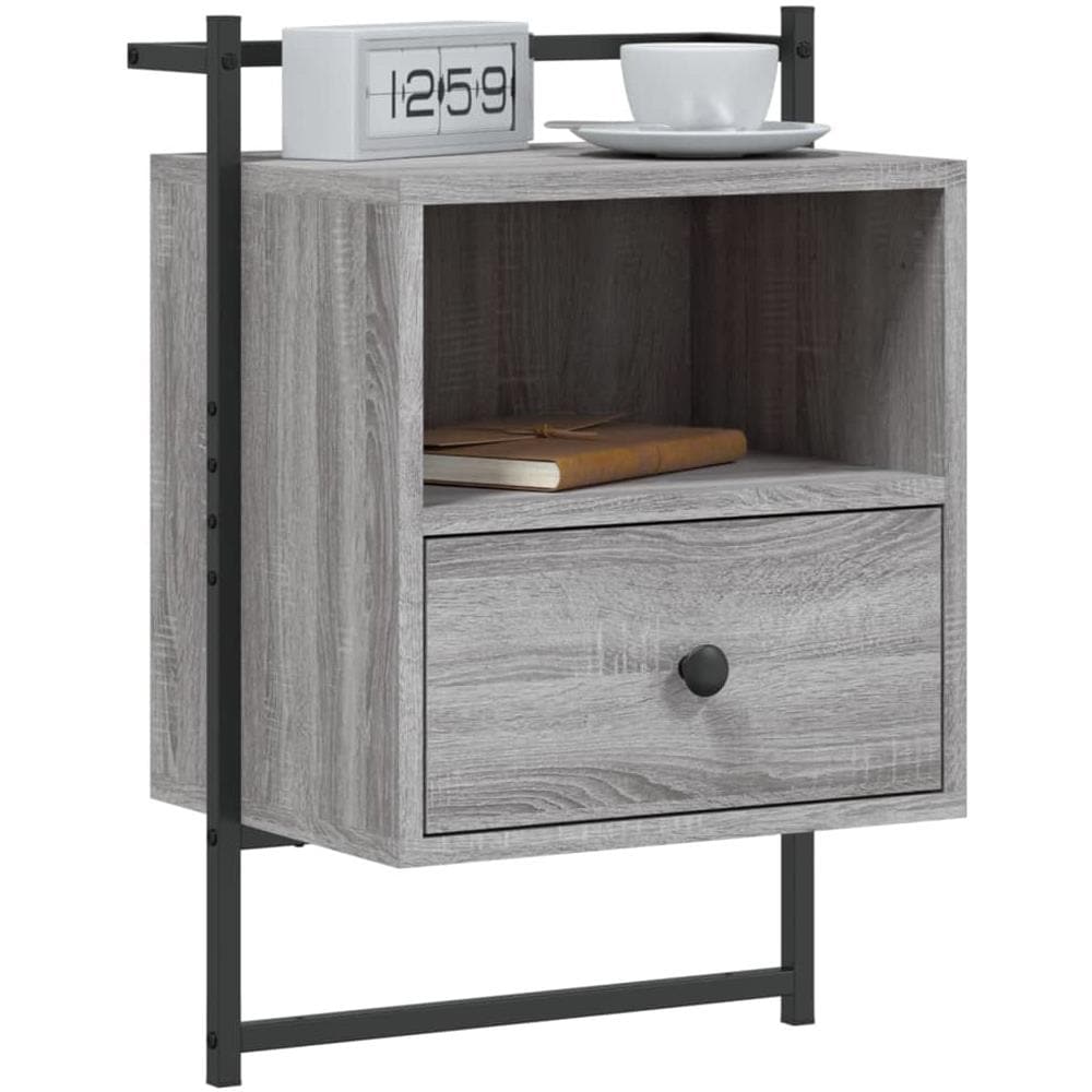 Comodini A Muro 2 Pz Grigio Sonoma 40x30x61cm Legno Multistrato - Foto 3