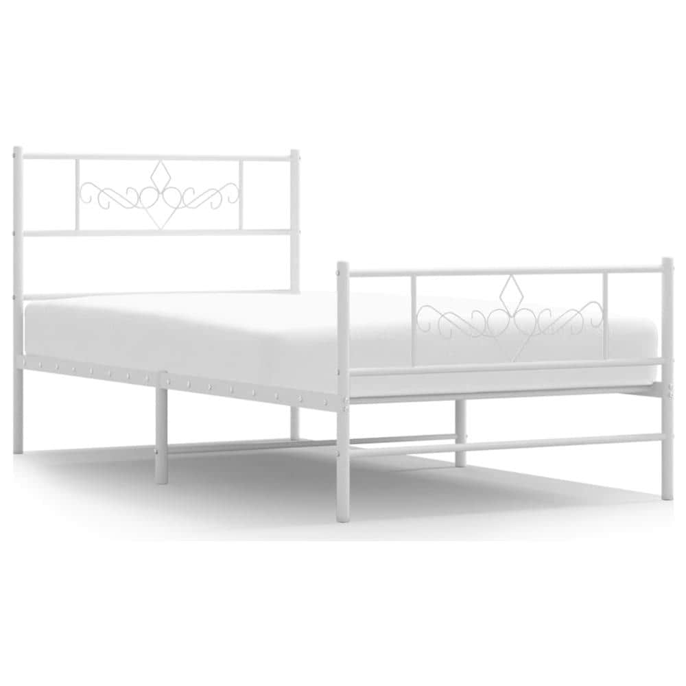 Giroletto Con Testiera E Pediera Metallo Bianco 75x190 Cm - Foto 2