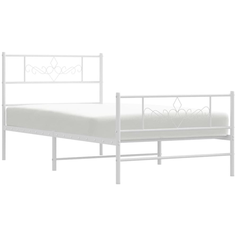 Giroletto Con Testiera E Pediera Metallo Bianco 75x190 Cm - Foto 3