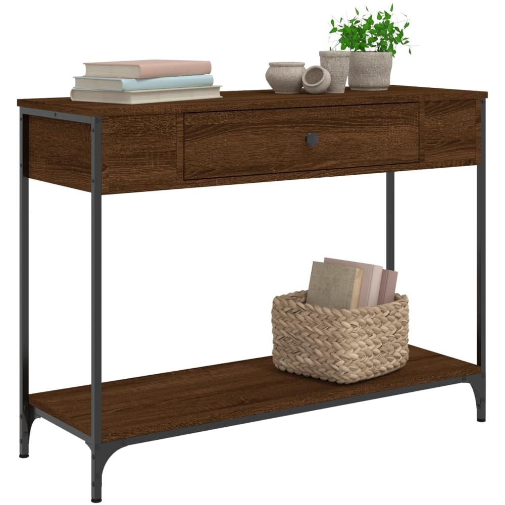Tavolo Consolle Rovere Marrone 100x34,5x75 Cm Legno Multistrato - Foto 3