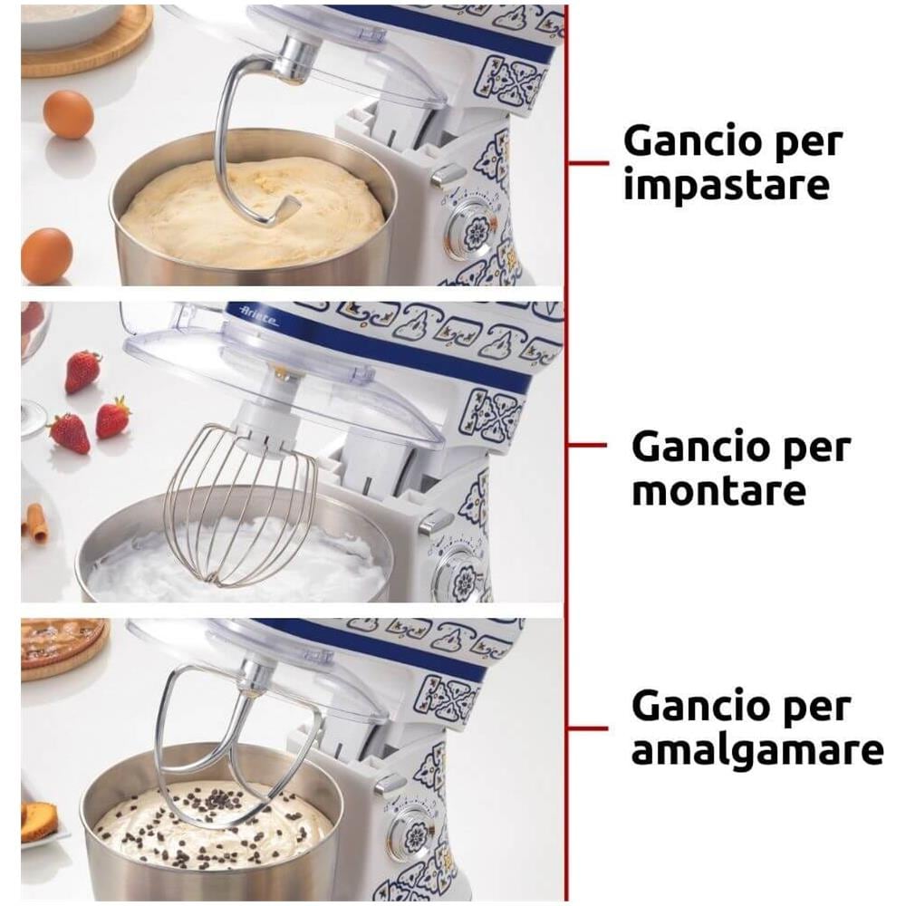 Impastatrice 1588 Capri Planetaria 7 Velocità Potenza 2400 Watt Capacita 5,5 Litri Tazza Acciaio Inox - Foto 2
