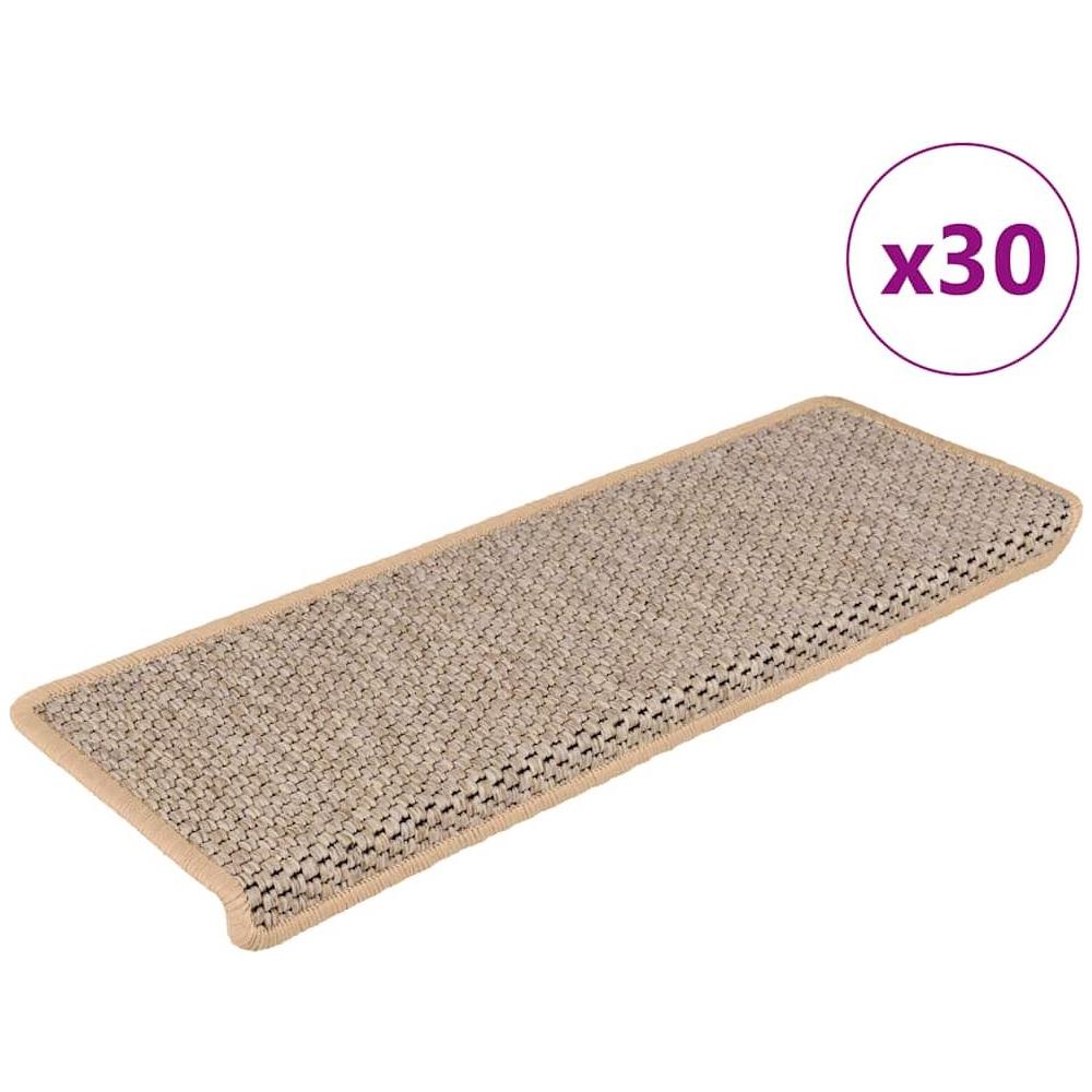 Tappeti Adesivi Scale Aspetto Sisal 30pz 65x21x4cm Beige Chiaro - Foto 1
