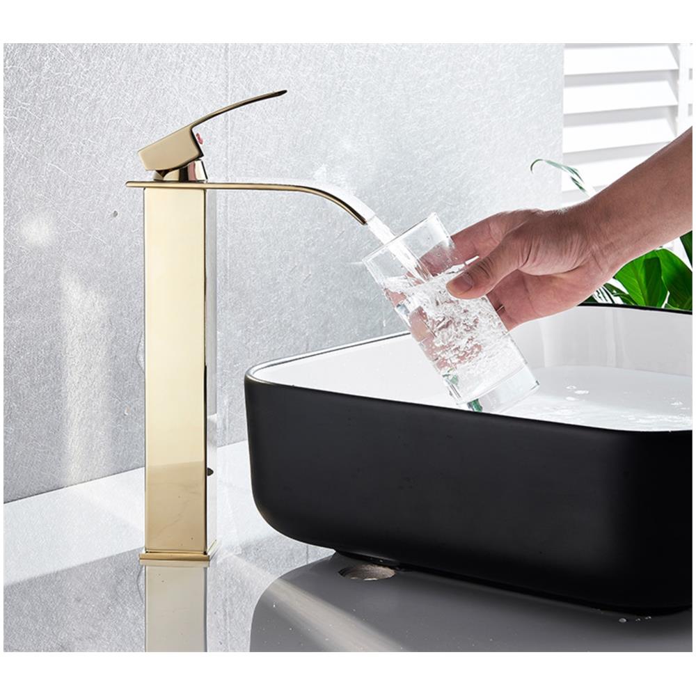Rubinetto per lavabo da bagno, Blackswan, tipo M104, modello oro, misura 25 cm - Foto 4