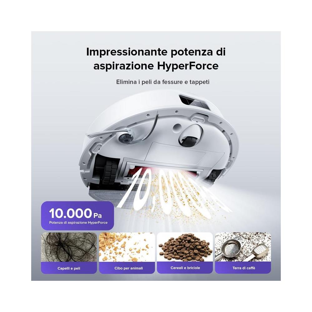 Q10 S5 Set Aspirapolvere Robot, 10.000Pa, Panno Sollevabile, Pulizia VibraRise 2.0 (3000 volte /min), Anti-groviglio, Evitamento degli Ostacoli, Strategie Tappeti, Controllo APP, Navigazione PreciSense LiDAR, Bianco - Foto 2