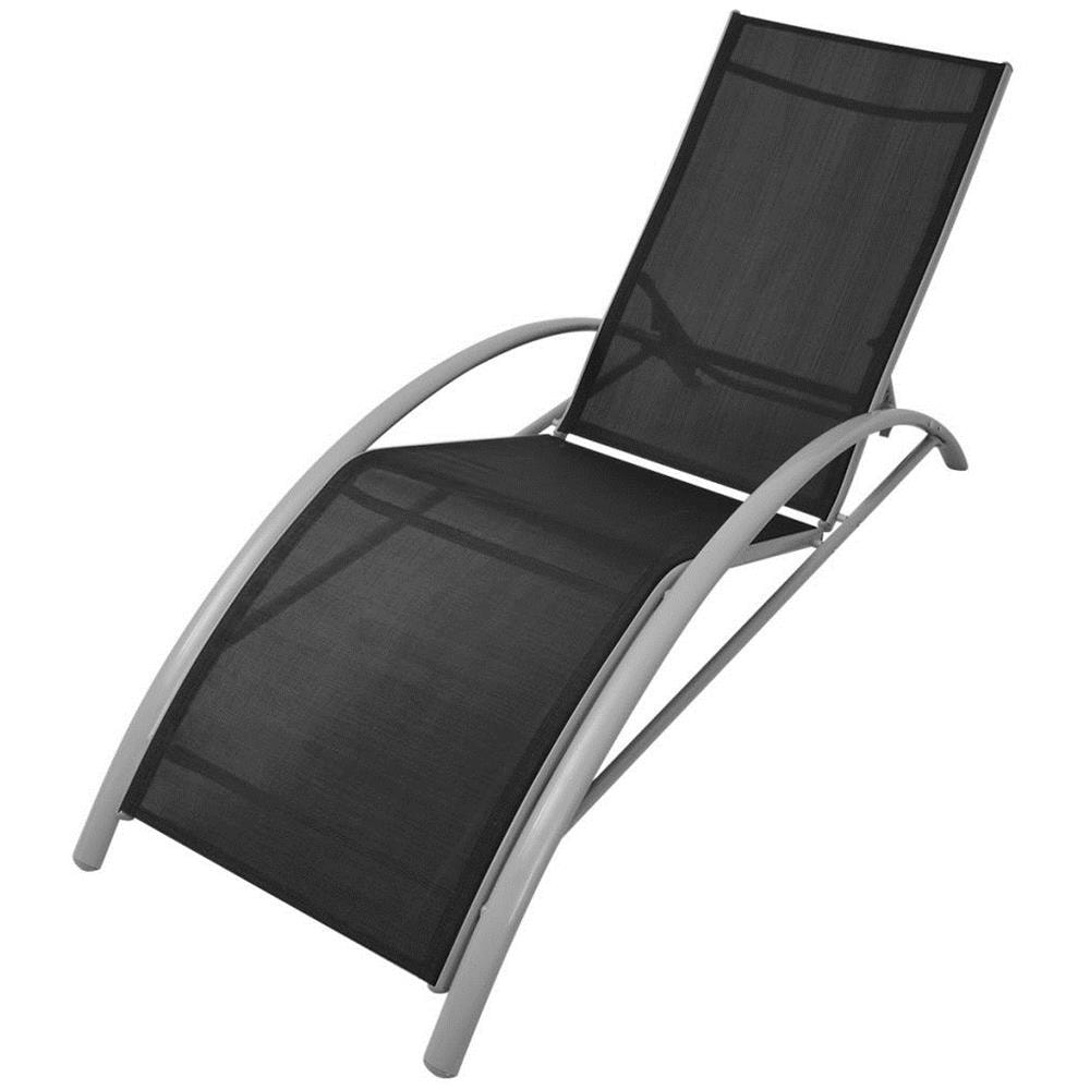 Lettino Prendisole Set 3 pz in Alluminio Nero - Foto 1